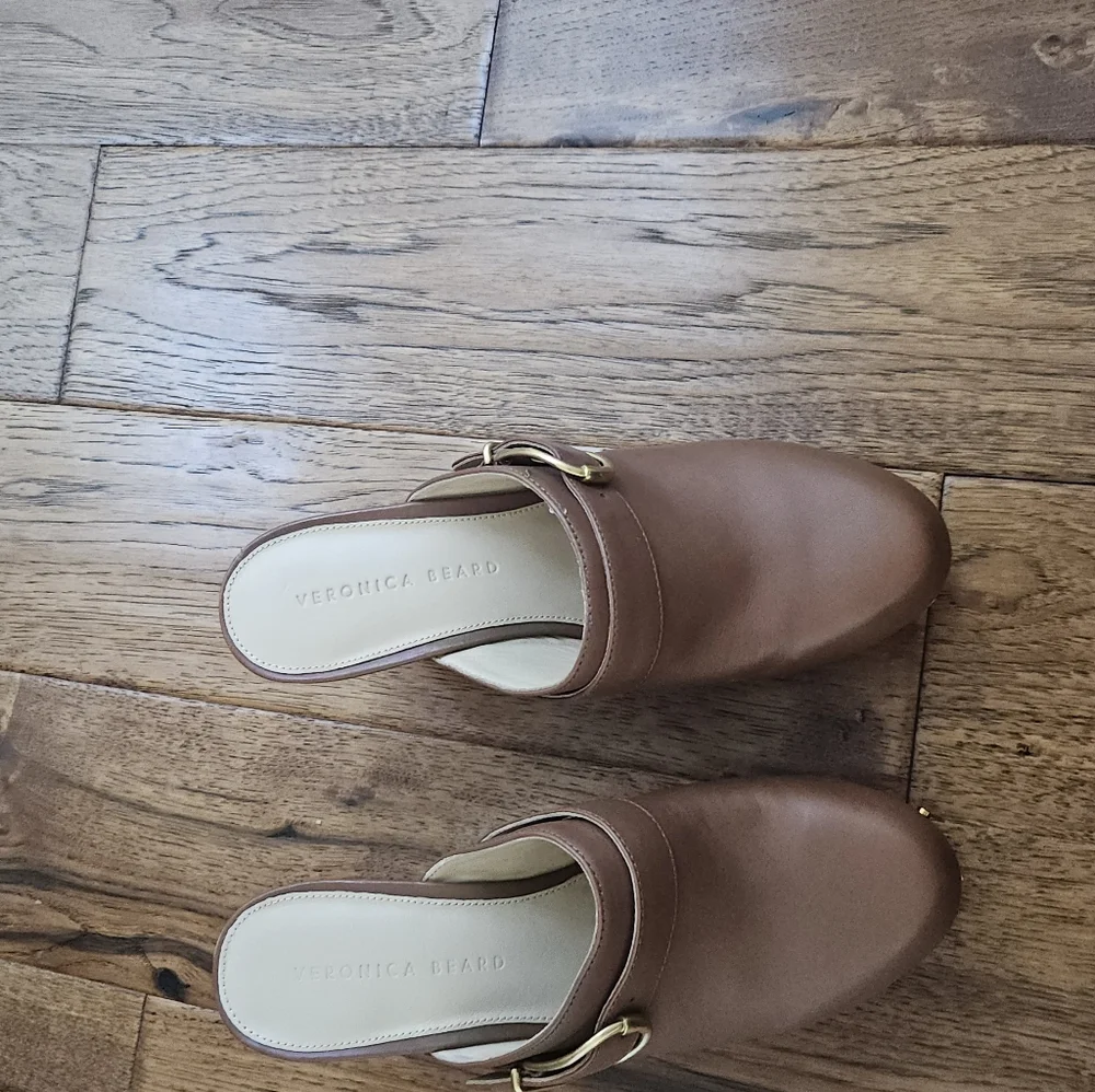 Veronica Beard Brown Hendrix Leather Mule Clogs 8 - Picture 4 of 11